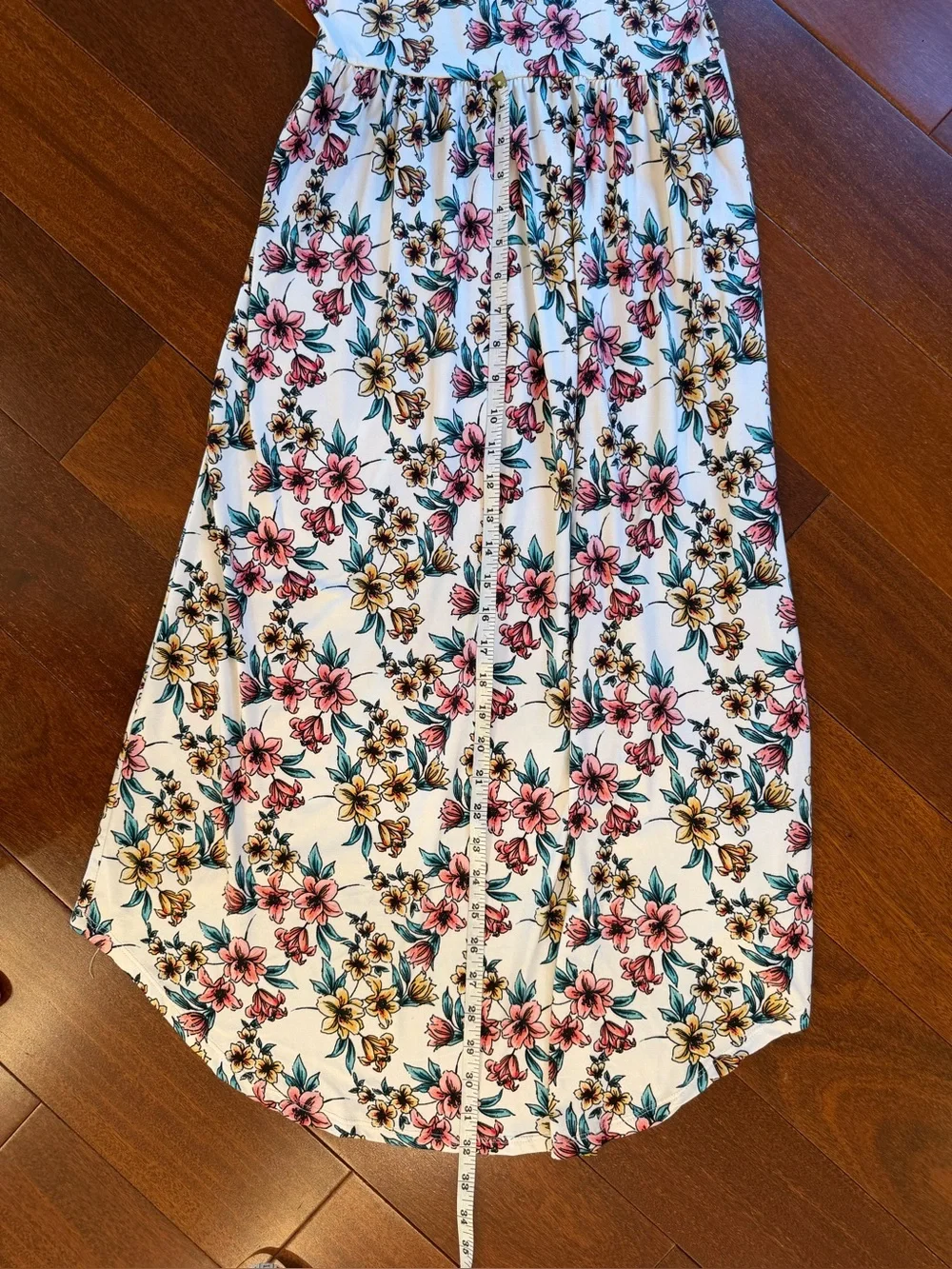 paper doll White Floral Hi-Low Dress with Pink and Yellow Blooms